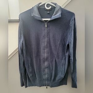 Banana Republic Sweater  Med Blue Cardigan Full Zip Luxury Blend Silk Cashmere